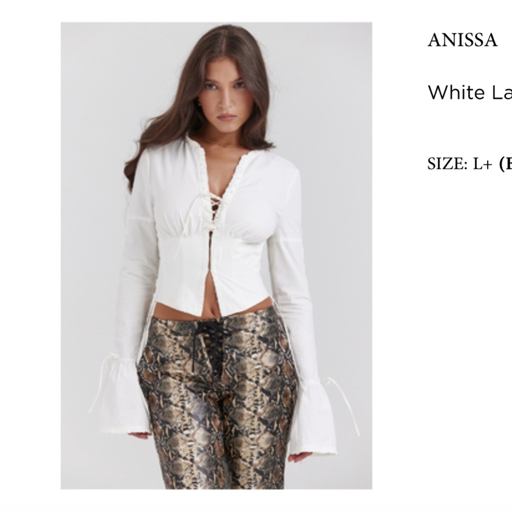 White Lace-Up Women's Top